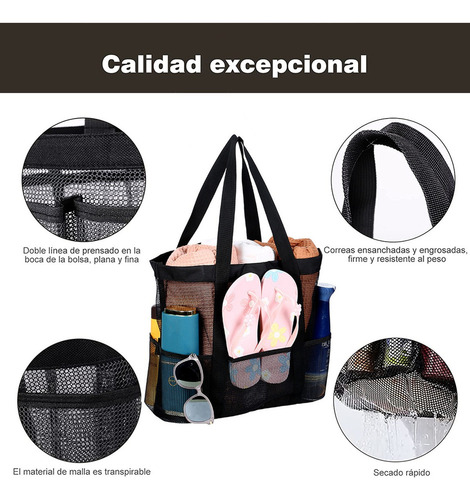 A Bolsa Para Playa Ligera, Lavable Y Plegable Gran Capacidad