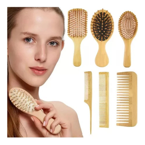 Kit de Cepillo y Peine de Bambú Anti Frizz Heaimo MSZ