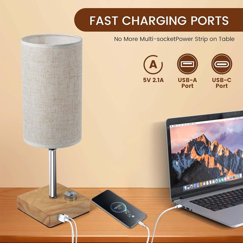 Lámpara De Mesa Con Puerto Usb, Lámpara De Noche Usb Regulab