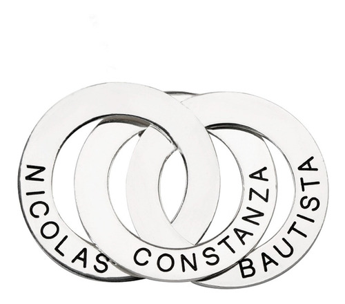 Dije 3 Argollas Nombre Personalizado Plata 925 Estilo Ruso Color Plateado