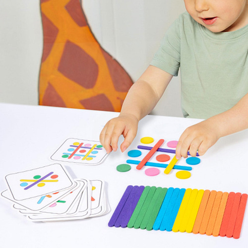 Juguete Educativo Con 18 Tarjetas Para Niños Rainbow Sticks
