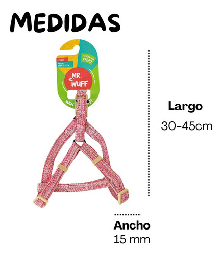 Pechera Arnes De Seguridad Para Perros Resistente Mr Wuff Rosa S