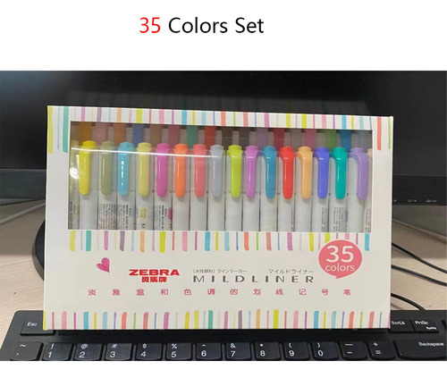 Set De 35 Colores Zebra Dual Mildliner Soft Highlighter