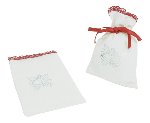 10 Saquinhos De Algodão Cru 14 X 18 Cm - Estampas Natalinas