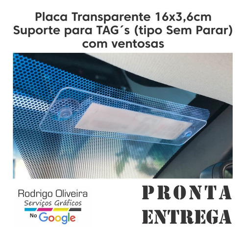 Porta Tag (tipo Sem Parar) Transparente Com Ventosas - 2 Un.