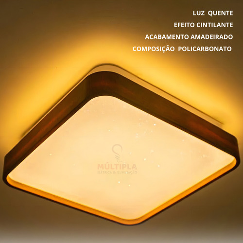 Plafon Luminaria Sobrepor 12w Led Timber 3000k Bivolt Opus