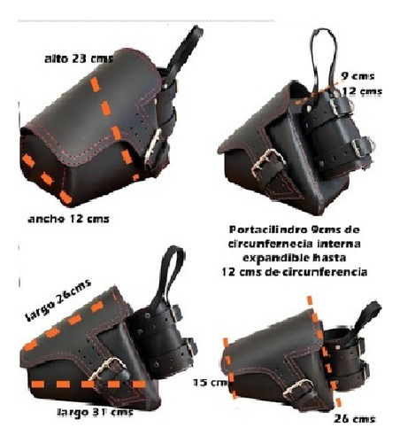 Par De Alforjas Pistoleras Vaqueta Genuina Piel Res Marrón Oscuro