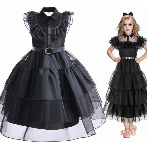 Merlina Addams Vestido Para Niñas Disfraz De Cosplay
