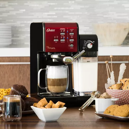 Cafetera Express Compatible con Capsulas Nespresso Oster Prima Latte 6701  Roja