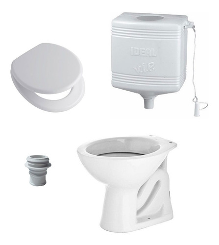 Imagen 1 de 10 de Inodoro Loza Mochila Colgar Pvc Cadena Asiento Tapa Blanca