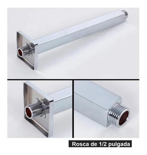 Imagen 2 de 2 de Brazo De Lluvia Ducha Para Techo 20 Cm Con Roseta Recto