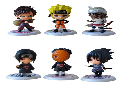 06 Bonecos Naruto = Gaara Itachi Kakashi Obito Sakura Sasuke