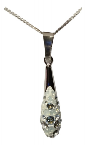 Colgante Cristal De Swarovski® Gota Drop, Pavé, Plata Fina