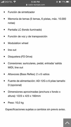 Teclado Casio Wk 3800