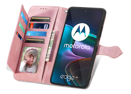 Funda De Piel Con Cierre Abatible Para Moto G8 Play/one Macr
