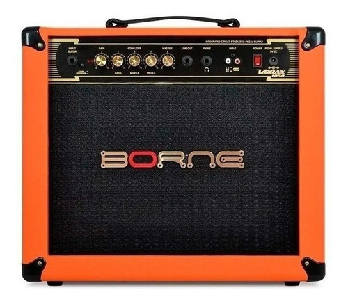 Amplificador Borne Vorax 1050 Transistor para guitarra de 50W cor laranja/dourado 110V/220V