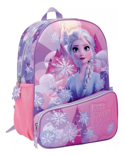 Mochila Frozen Espalda 16 PuLG Primaria Wabro Elsa Color Rosa