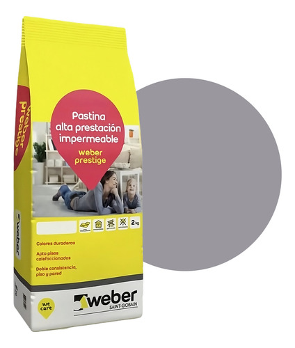 Pastina Weber Prestige 2kg Color Plata Antihongo Impermeable Porcelanato