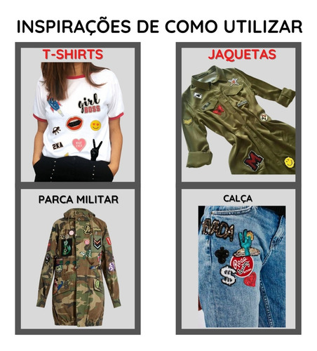 Imagem 3 de 5 de Kit Lote 6 Peças Bordados Patch Termocolantes Militar Roupas