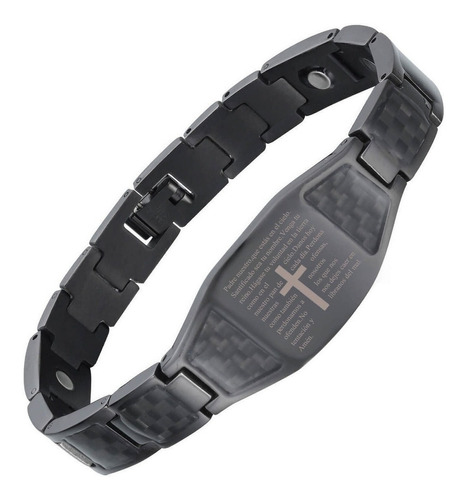 Pulsera Magnética De Acero Inoxidable Con Cruz Para Hombre