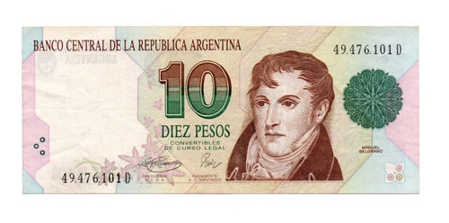 Billete Argentina 10 Pesos Convertibles 1er Dis Bot 3046 Ex