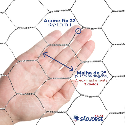 Imagem 2 de 5 de Tela Hexagonal Galinheiro 2 Pol. Fio 22 50x1,50m São Jorge