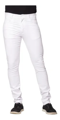 Calça Jeans Masculina Branca Não Transparente Acabamento Top - La