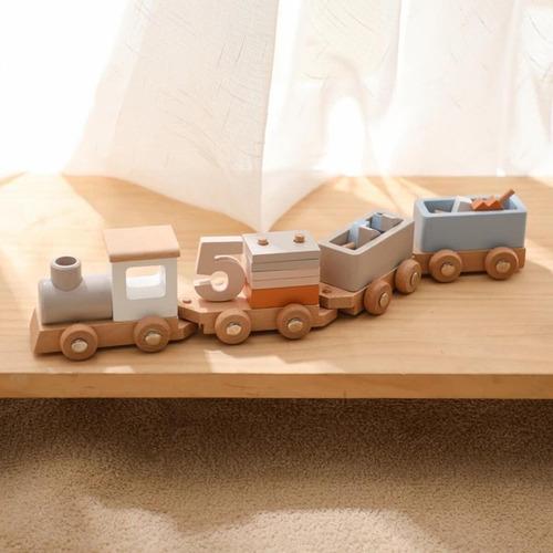 Tren De Madera, Juguetes, Tren De Cumpleaños Para Niños, Tre