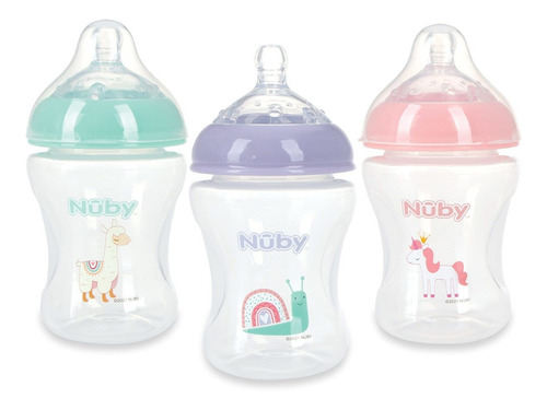 Nuby Paquete De 3 Biberones De Alimentación Para Bebés Con F