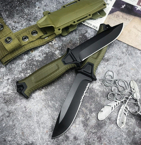 Faca Strongarm Coyote Brown Green Serrilhada Tática Fulltang
