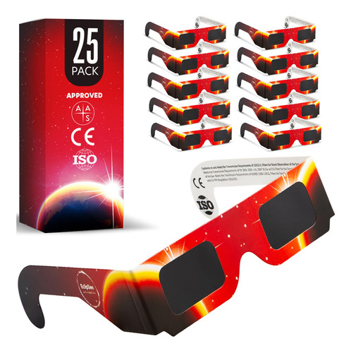 Gafas Eclipse Solar Aprobadas 2024 (paquete De 25) Certifica