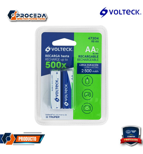 Blíster Con 2 Pilas Aa Recargables Larga Duración, 47204