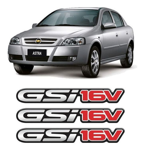 3 Emblemas Gsi 16v Astra Adesivos Cromados Resinados