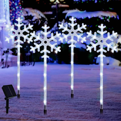 Luces Solares Navideñas Con Forma De Estrella Y Caminos, 4 U
