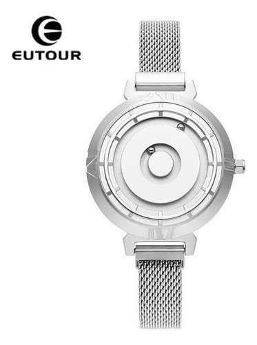 Reloj De Cuarzo Eutour Luxury Para Mujer Color Del Fondo Plateado