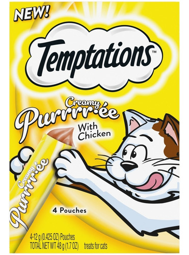 Premios Gatos Puré Cremoso Temptations Sabor Pollo 4pzs