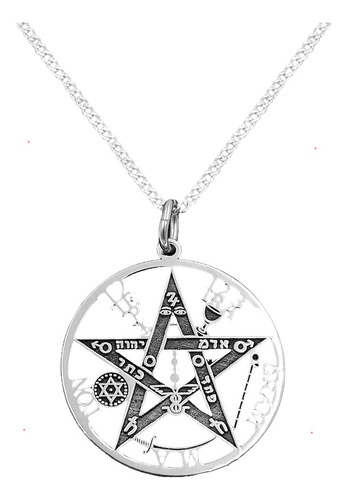 Dije Y Cadena Pentagrama Tetragrammaton Plata 925 Con Envio