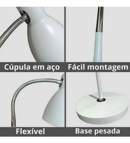 Luminaria De Chão Abajur Articulada Flexivel Pedestal Piso