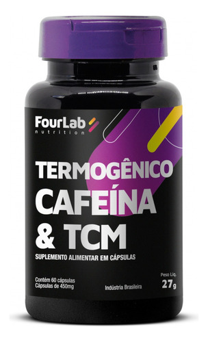 Suplemento Termogênico Com Cafeína +tcm 60 Cápsulas Fourlab Sabor Natural