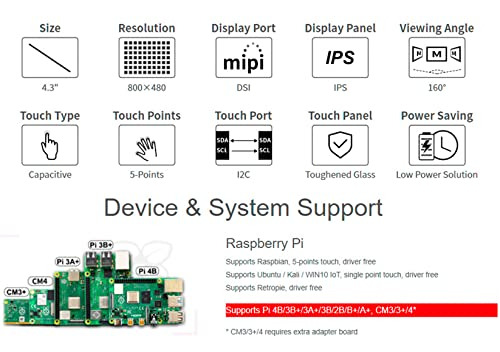 Pantalla Lcd Dsi Waveshare De 4,3 Pulgadas Para Raspberry Pi