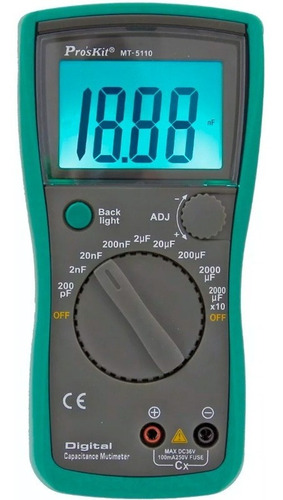 Imagen 1 de 6 de Capacimetro Tester Digital Proskit Mt-5110 Hasta 20000µf