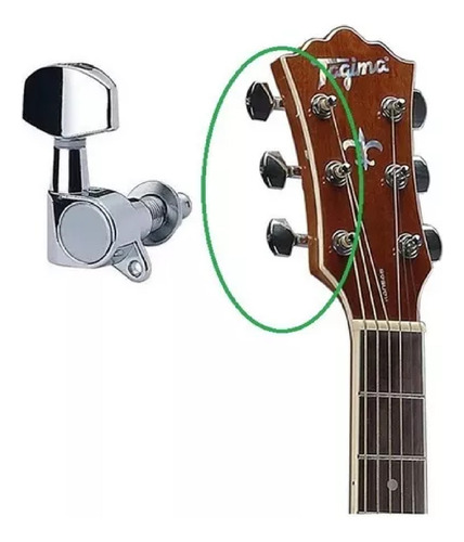 Tarraxa Blindada Individual Violão Aço - Lado Esquerdo 