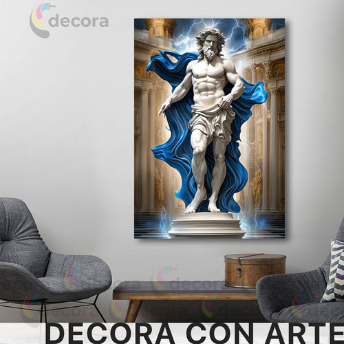 Cuadro Canvas Dios Griego Azul Escultura 130x70 Esc1