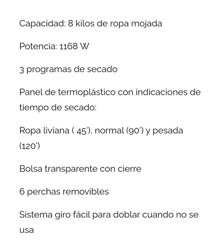 Imagen 3 de 3 de Seca Ropa Calor/frío+temporizador Ahorrador De Energía 8kg