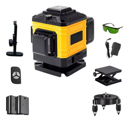 Nível Laser 3d Linha Verde 12 Linhas Com Controle