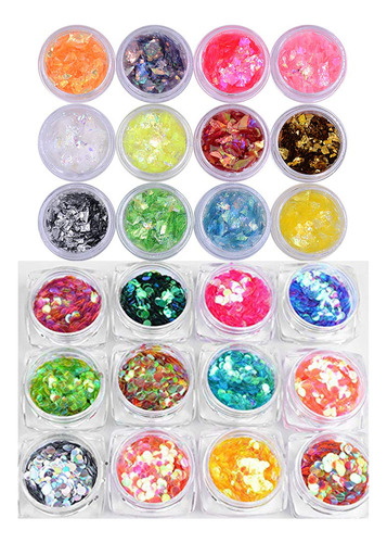 Minejin Nail Art Round Mermaid Glitter Sequins With Broken S