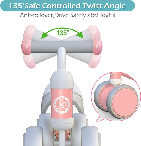 Bicicleta De Equilibrio Para Bebés, Rosa, 4 Ruedas Sin Pedal