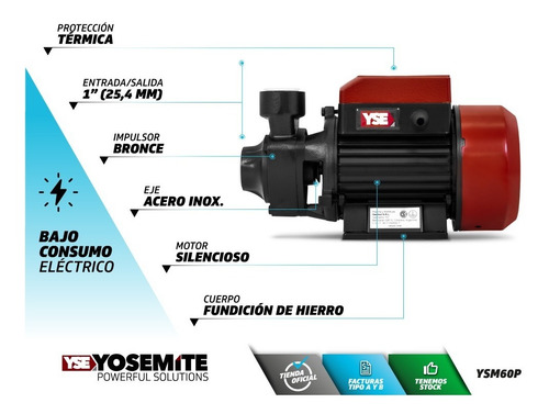 Imagen 2 de 2 de Bomba Periférica 1/2hp 370w Elevadora 20mts - Yosemite