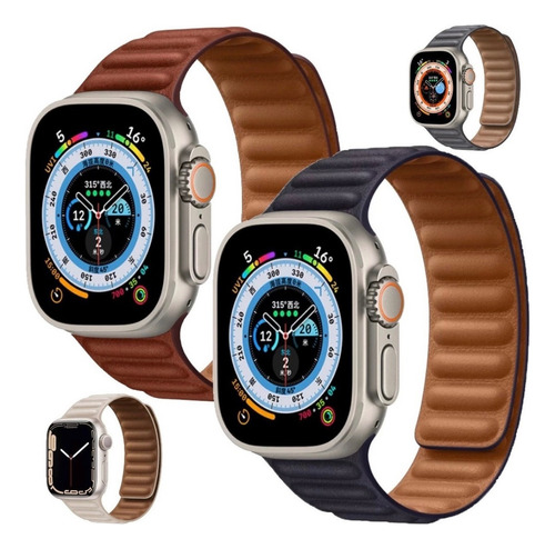 Correa Manilla Pulso Cuero Magnetic Apple Watch 42,44,45mm