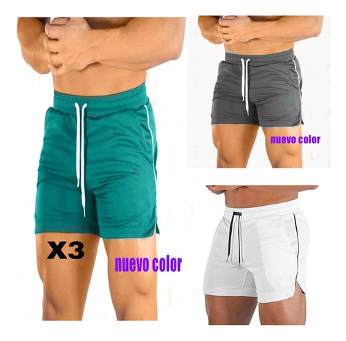 Pantaloneta, Short Gym, Abertura,  Promo X 3 Unades